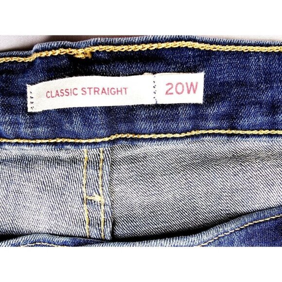 Levis Size 20W Womens Classic Straight 31" Inseam Blue Denim 5 Pocket Logo Jeans - Picture 5 of 14
